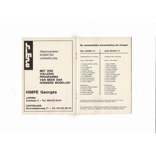 Club Brugge v Real Madrid European Cup Football Programme 1976/77