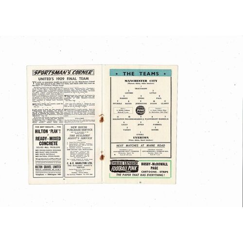 1955/56 Manchester City v Everton FA Cup Football Programme