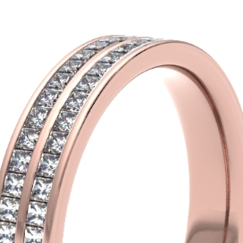 9ct 4mm DIAMOND SET double row princess cut channel