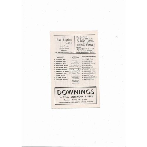 1965/66 Barnsley v Doncaster Rovers League Cup Replay Football Programme
