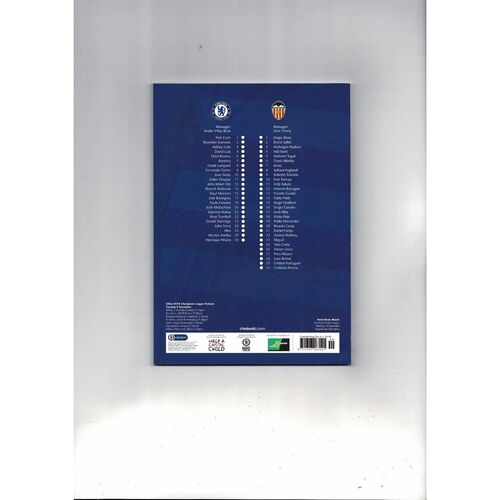 Chelsea v Valencia Champions League Football Programme 2011/12