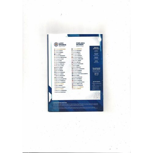 2022/23 Leicester City v Chelsea Womens Super League Football Programme + Team Sheet