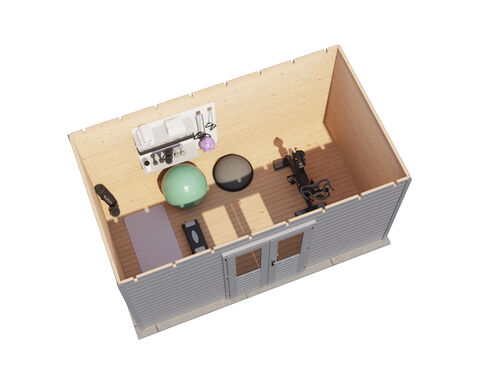 4.2mtr x 2.4mtr 44mm walled Flat Roof Cabin