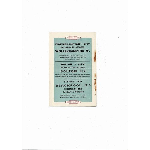 1954/55 Manchester City v Everton Football Programme