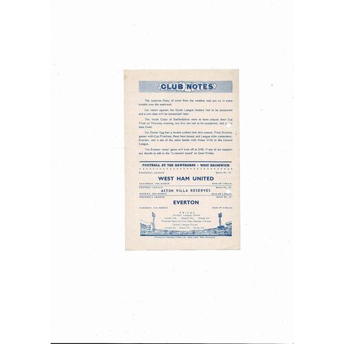 West Bromwich Albion v Manchester City Central League Football Programme 1963/64