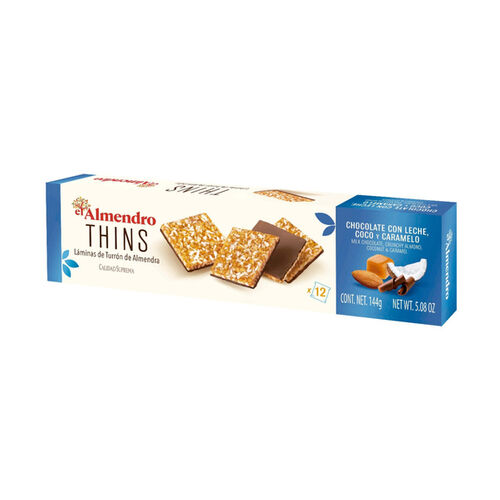 Almendro Crunchy Almond Thins - Milk Chocolate & Coconut 144g