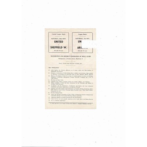 1967/68 Manchester United v Manchester City Youth Football Programme
