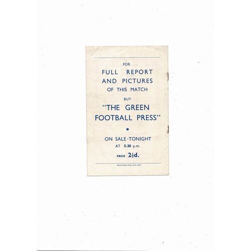 1960 England v Ireland Schools International Football Programme @ York City