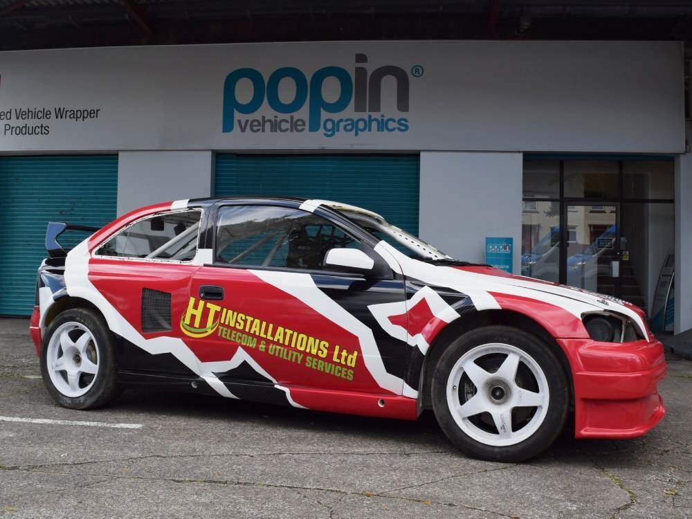 Motorsport wrap and graphics on Vauxhall Astra sports car