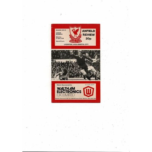 1978/79 Liverpool v Bristol City Football Programme