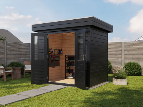 2.4mtr x 1.8mtr 28mm walled Flat Roof Cabin