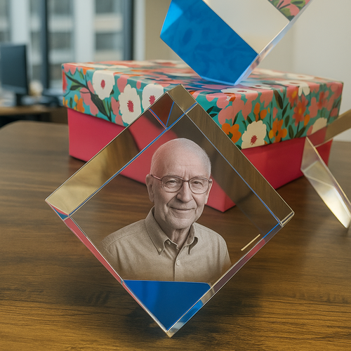 The Stunning 3D Iona Ocean Blue Colour Cube Crystal