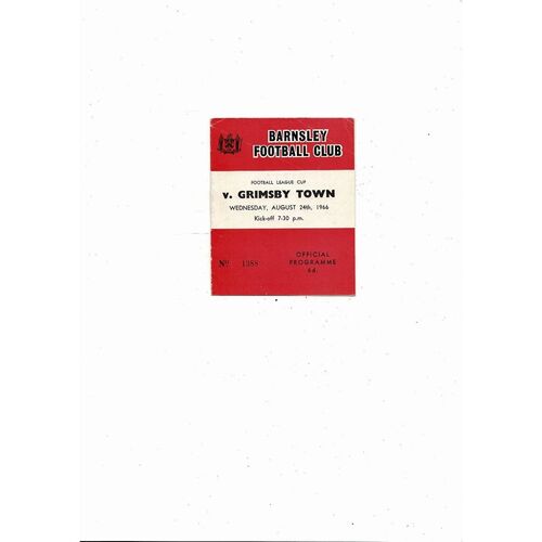 1966/67 Barnsley v Grimsby Town League Cup Football Programme