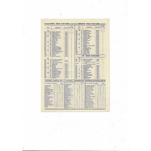 1956/57 Tottenham Hotspur v Leeds United Football Programme