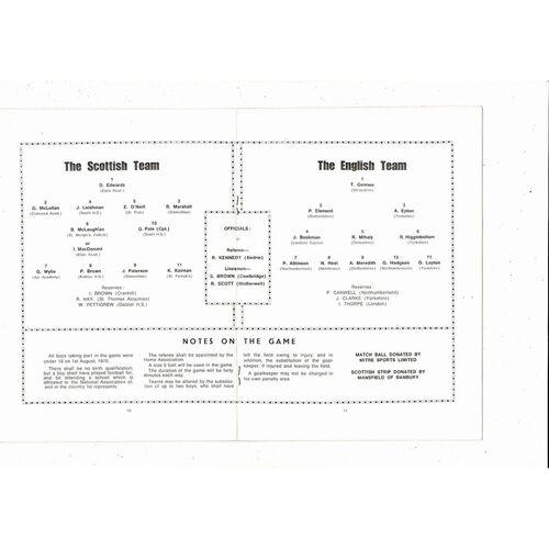 Scotland v England Schools International Football Programme 1971 @ Airdrie