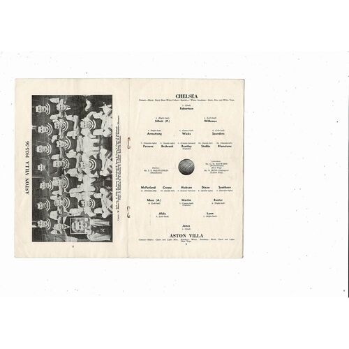 1955/56 Chelsea v Aston Villa Football Programme