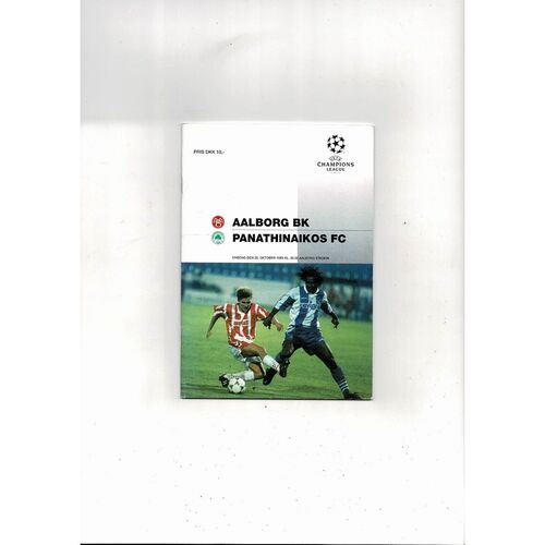 Aalborg v Panathinaikos FC UEFA Champions League Football Programme 1995/96