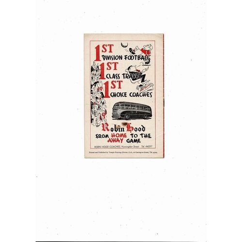 1957/58 Nottingham Forest v Leicester City Football Programme