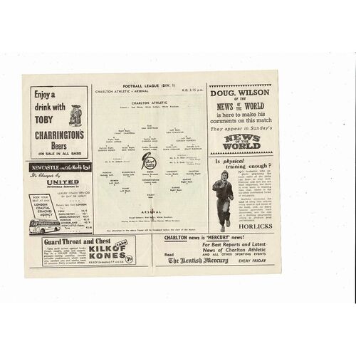 1954/55 Charlton Athletic v Arsenal Football Programme