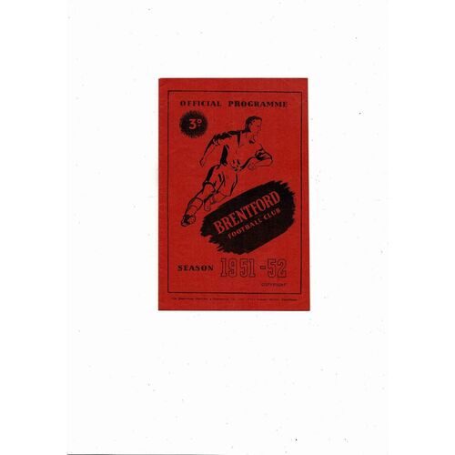 1951/52 Brentford v Luton Town Football Programme March
