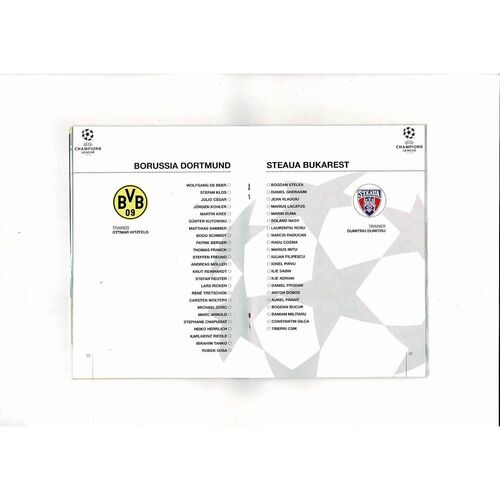 Borussia Dortmund v Steaua Bucharest UEFA Champions League Football Programme 1995/96