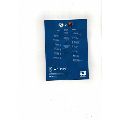 2021/22 Chelsea v West Ham United Womens Super League Football Programme