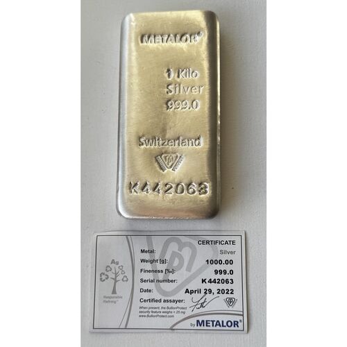METALOR 1 KILOGRAM SILVER BAR