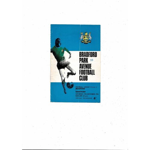 1966/67 Bradford Park Avenue v Brentford Football Programme