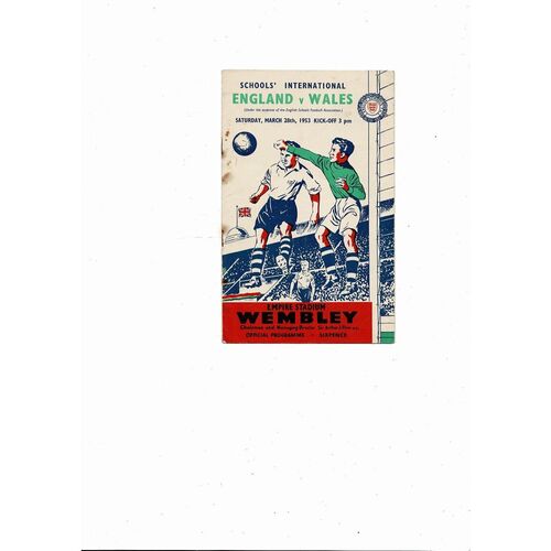 1953 England v Wales Schools International Football Programme @ Wembley