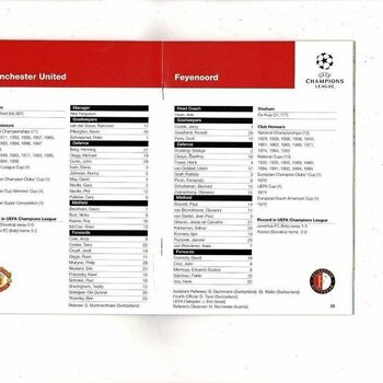Manchester United v Feyenoord Champions League Football Programme 1997/98