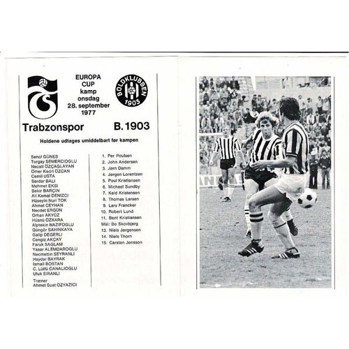 B1903 Copenhagen v Trabzonspor European Cup Football Programme 1977/78