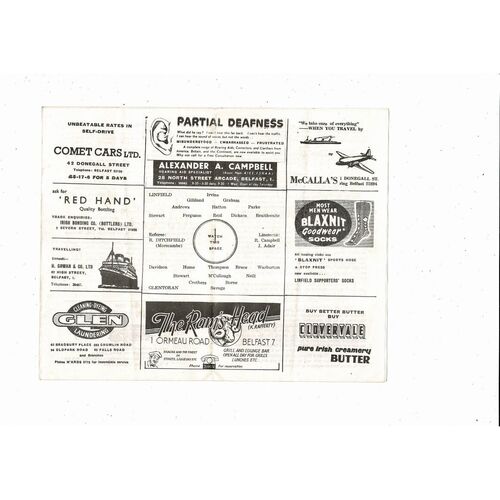 1962/63 Linfield v Glentoran City Cup Football Programme