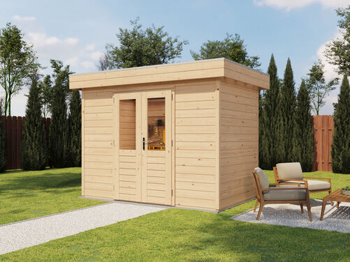 3.0mtr x 1.8mtr 28mm walled Flat Roof Cabin
