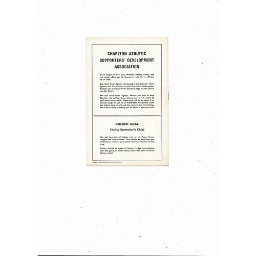 Charlton Athletic v Leyton Orient Friendly Football Programme 1968/69