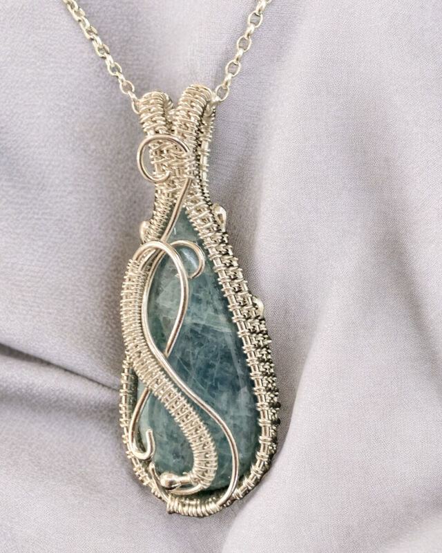 Natural Aquamarine Fine Silver Pendant