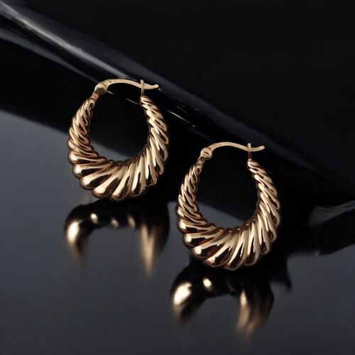 9ct yellow gold shell creole earrings