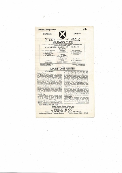 Latest Football Programmes Listed today