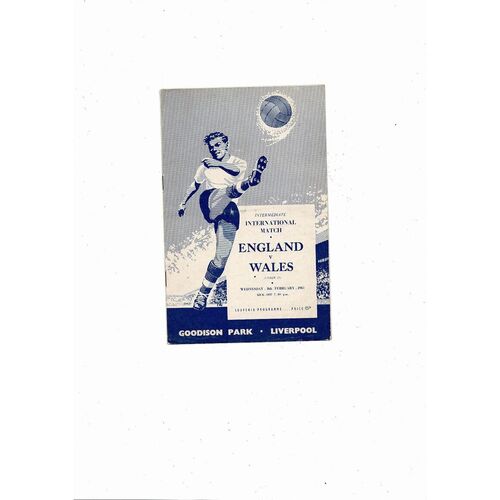 1961 England v Wales U23 International Football Programme @ Everton