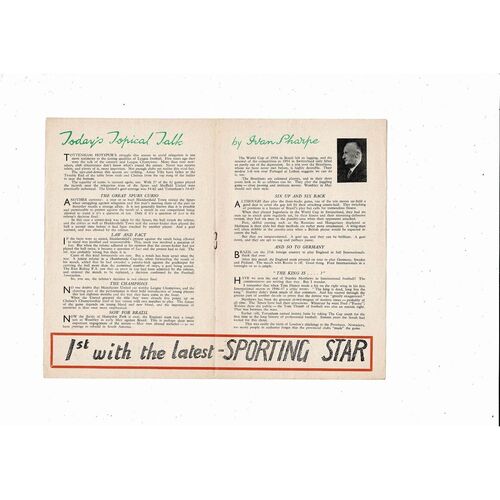 1955/56 Wolves v Tottenham Hotspur Football Programme