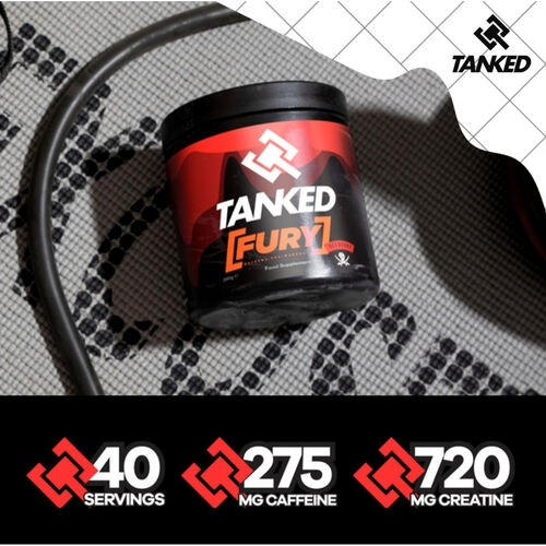 Tanked Fury Extreme Pre-Workout Powder Red Berry - 260g (40 Servings)