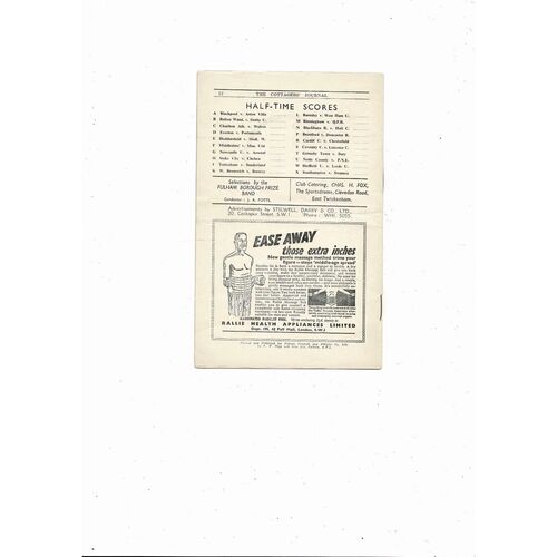 1950/51 Fulham v Liverpool Football Programme