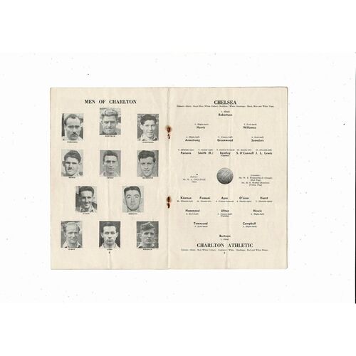 1954/55 Chelsea v Charlton Athletic Championship Season Football Programme