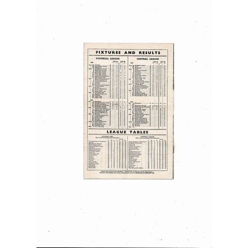 1958/59 Manchester United v Manchester City Football Programme