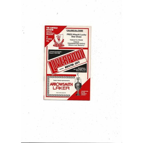 1979/80 Liverpool v Bristol City Football Programme