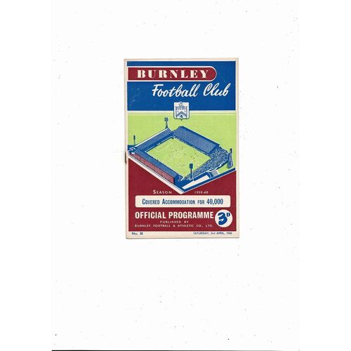1959/60 Burnley v Sheffield Wednesday Football Programme
