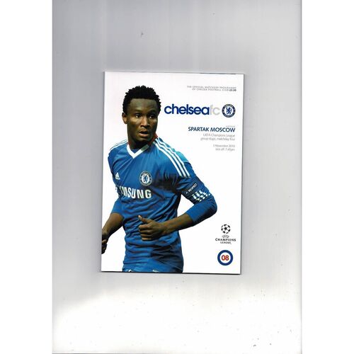 Chelsea v Spartak Moscow Champions League Football Programme 2010/11