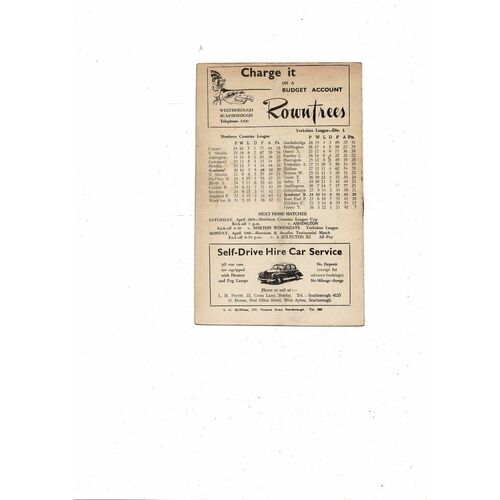 1961/62 Scarborough v North Shields Northern Counties League Cup Programme