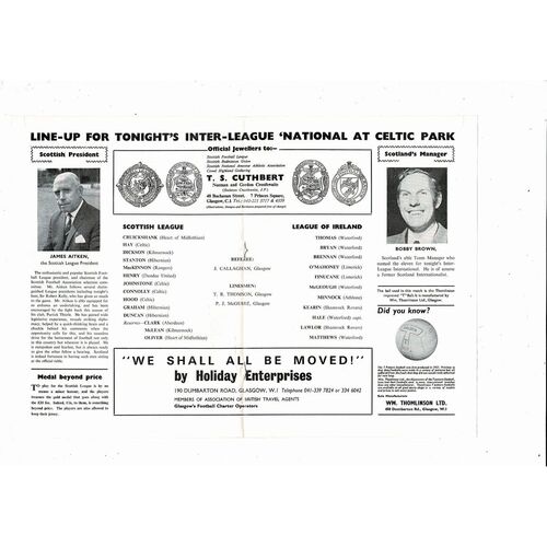 1970/71 Scottish League v League of Ireland Inter League Programme @ Celtic