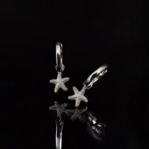 Sterling silver starfish hinged huggie earrings 