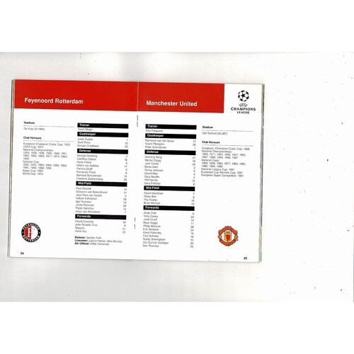Manchester United v Feyenoord Champions League Football Programme 1997/98